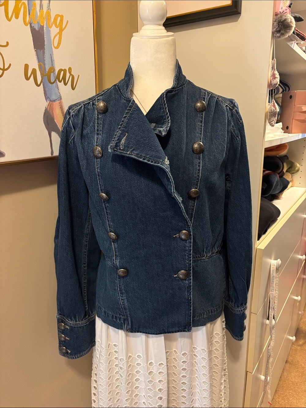 We The Free Dark Jean Military-style Jacket